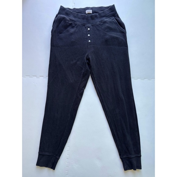 Pact Pants - PACT Womens Thermal Pants Joggers Organic Cotton Waffle Knit - Size M Blk